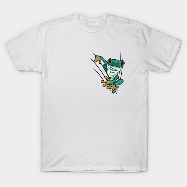 Cartoon Frog in Poket - Nature and Gardening T-Shirt by Popculture Tee Collection